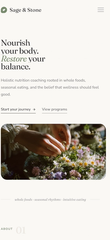 Sage & Stone mobile view